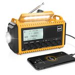 ROCAM Wind Up Solar Radio, DAB/FM Radio with 5000mAh Rechargeable Power Bank, Solar Panel/USB/Hand Crank Charger, Battery Radio Portable, SOS Alarm & Flashlight for Camping Hiking Emergencies