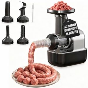 Electric Sausage Stuffer, Kitchen Homemade Sausage Machine with 3 Stuffing Tubes and 1 Meatball Tube, Suitable for Kitchens,Dining Rooms,Makes Delicious Sausages and Meatballs in Various Sizes