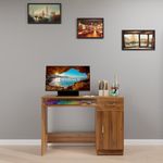 VIKI Engineered Wood Computer Table, Study Table, Desks with Drawer, Door Storage, Keyboard Tray for Adults/Students, Office Home | KHONSA | Brussel Walnut, 100W x 75H x 40D | 1 Year Warranty