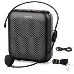 Norwii Bluetooth Voice Amplifier, Power Amplifiers, Portable Mini Wired Microphone Headset for Teacher classroom & Outdoor Lectures, Teaching, Tour Guides, USB-C Rechargeable - 4000mAh, Black