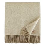 Linen & Cotton Soft Thick Wool Throw/Blanket Columbus - 100% Pure New Zealand Wool, Beige/Natural (140 x 200cm) Travel/Warm Plaid for Sofa Bed Couch Settee Bedspread Single Double Lambswool