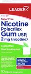 Leader Nicotine Gum Stop Smoking Aid, 2 mg, Nicotine Transdermal System, Mint, Polacrilex Quit Smoking with Behavioral Support Program, Sugar Free, 10 Count
