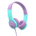 JLab JBuddies Folding Kids Wired Headphones Gen 2, Pink/Teal, Toddler Headphones, Noise Isolation, Kids Safe, Volume Limiting Headphones, Headphones for Children Ages 2+