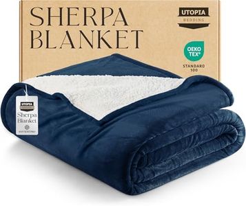 Utopia Bedding Sherpa Bed Blanket Twin Size Navy 480GSM Plush Blanket Fleece Reversible Blanket for Bed and Couch (66x90 Inches)