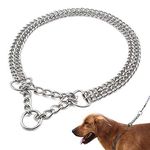 D&C PAWS 2 Layer Dog Choke Chain Martingale Collar -24 Inch Collar silver Color, 2 Layer Dog Choke Chain Silver