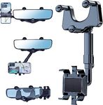 Sounce 360 Rotatable and Retractable Car Phone Holder Multifunctional Car Rearview Mirror Phone Holder, 360 Degree Rotatable Rear View Mirror Phone Mount, for All Mobile Phones