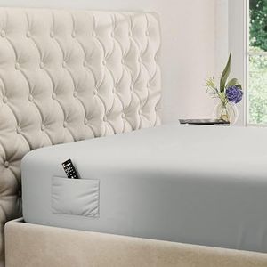 DREAMCARE King Fitted Sheet Deep Pocket Up to 15in - King Size Fitted Sheet - Hotel Luxury Bedding King - Ultra Soft Brushed Microfiber - Shrink & Fade Resistant - (King, Light Gray)