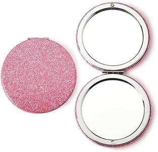 Mini Compact Mirror Pink Small Mirror for Purse Pocket Mirror for Women Girls Compact 1x/2x Magnifying Mirror with PU Leather Mirrors for Womens Girls Portable Hand Mirror Pink