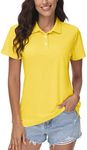 MAGCOMSEN Golf Tops for Women SPF Short Sleeve Tennis Running T Shirt Quick Dry Athletic Performance Polo Shirts, Yellow, S
