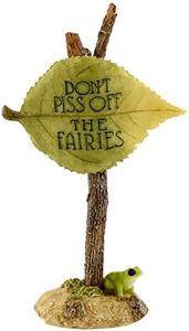 Top Collection Miniature Fairy Garden and Terrarium Don't Piss Off The Fairies Sign Figurine