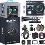 AKASO Brave 4 Action Camera 4K 30fps Ultra HD WiFi Sport Cameras with 170° FOV, Image Stabilization, 131FT Waterproof Underwater Camera with 2x1050mAh Batteries, Bicycle Accessories Kit