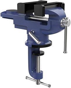 Nuovoware Table Vise 3 Inch, 360° Swivel Base Universal Home Vise Portable Bench Clamp, Clamp-on Vise Bench Clamps Fixed Tool for Woodworking, Metalworking, Cutting Conduit, Drilling, Sawing, Blue