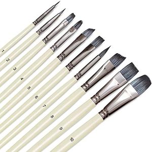 DUGATO Artist Paint Brushes Set 10pcs for Acrylic Oil Watercolor Gouache Paint by Numbers, Art Face and Body Professional Miniatures Painting Kits with Anti-Shedding Nylon Hair Tips Paintbrushes