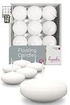 HYOOLA Premium White Floating Candles Pack of 12 - Burn Time 8 Hours - 3 inch White Candles - Made in Europe