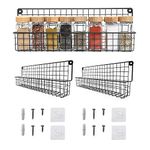 Kempt Wall Mounted Spice Rack for Inside Cupboard, Wall Mounted Kitchen Shelf, No Drill Metal Shelves, Self-Adhesive Fridge Storage, Cupboard Storage