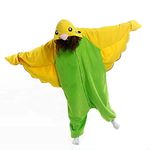 seewavom Budgie Kigurumi Adult Cartoon Onesie Halloween Christmas Costumes One-Piece Footed Sleepwear Homewear, Green, Medium