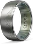 Enso Rings Etched Hybrid Ring - Durable Brushed Outer Metal - Comfortable and Premium Inner Silicone - Titanium Metal and Volcanic Ash Silicone Hybrid - 7