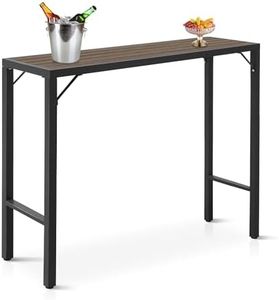 Raysfung Outdoor Bar Table, 47” Patio Bar Height Table, Bar Counter Pub Dining Table with Waterproof Top for Balcony, Garden, Yard, Poolside (Brown)