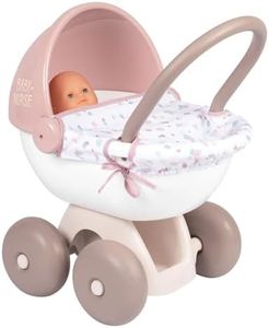 Smoby - Baby Nurse - Passeggino per bambole, Ruote Silenziose, con contenitore - Tessuto Lavabile - 7600220377 Beige