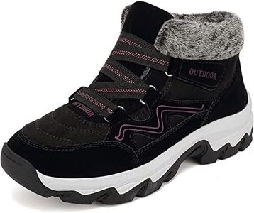 VTASQ Chaussures d'hiver Bottine Doublée De Fourrure Chaud Bottes Hommes Femme Bottes de Neige Outdoor Antidérapantes Bottine de Randonnée Chaussures de Marche Noir 38 EU