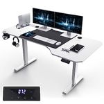 KAIMENG 160 x 75 Height Adjustable Standing Desk, Electric Standing Desk, Stand to Up Desk with Sedentary Reminder, Ergonomic L-Shaped Desk Gaming Desk with Cup Holder, Hook,Home Office Desk (White)