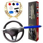 Tevlaphee Steering Wheel Lock for Cars,Wheel Lock,Vehicle Anti-Theft Lock,Adjustable Length Clamp Double Hook Universal Fit Emergency Hammer Window Breaker Self Defense Heavy Duty Secure (Blue)