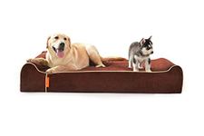 Laifug Orthopedic Memory Foam Extra Large Dog Bed with Pillow(125x92x15cm, Chocolate) Durable Water Proof Liner & Removable Washable Cover & Smart Design