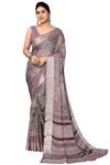 MIRCHI FASHION Women's Chiffon Georgette Abstract Print Saree with Blouse Piece (40634-Dusty Wine)