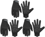 HANDLANDY Grip Work Gloves for Women Men, Safety Utility Yard Working Gloves, Flexible Touch Screen Mechanics Gloves (Black-Grip, Medium (Pack of 3))