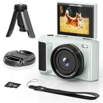 ARNSSIEN 4K Digital Camera with 2.8" 180° Flip Screen for Vlogging - Camara Fotografica Compact Camera Easy Carry |16X Digital Zoom,Camera Card with 1500MAh Battery for 2-Hour Recording-White Y1