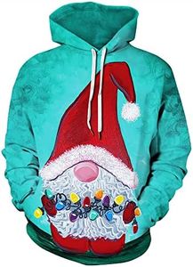 Ugly Christmas Sweater Sweatshirts for Women Men Funny Cute Merry Santa Xmas Christmas Sweaters Hoodie Graphic Tees New Years Eve Holiday Party Vacation Outfits Plus Size Fall Fashion Clothes Tops