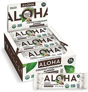 ALOHA Organic Plant Based Protein Bars, Coconut Chocolate Almond, 1.98-Ounce Bars (Pack of 12)