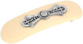 1928 Jewelry Ivory Color Filigree With Crystal Accent Hair Clip