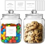 AYHOJIO 64oz glass cookie jar - large food storage container with airtight lid - keep fresh flour, chewy pet treats, candy, dried foods, detergent pods for your kitchen or laundry room- pack of 2