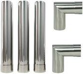 Wood Stove Pipe 2.36" Extend Stainless Steel 90 Degree Chimney Flue Set for Vent Smoke & Exhaust