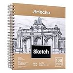 Artecho Sketch Book 9 x 12 Inch, 100 Sheets 90gsm, Spiral Sketchbook, Hardcover Sketchbook, Acid Free Sketch Paper, Sketch Pad, Sketchbook for Drawing