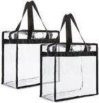 Juvale 2 Pack Clear Stadium Approved Bags - 12x6x12 Large Transparent Tote Bags with Zippers and Handles for Concerts, Sporting Events, Music Festivals, Work, School, Gym