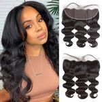 13x4 Ear to Ear Transparent Lace Frontal Closure Brazilian 10 inch Body Wave HD Lace Frontal Human Hair Brazilian Virgin Human Hair Pre Plucked Hairline Natural Black Color