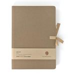 COMMA Artisan | A5 Size | Dot Grid Hard Bound Notebook with Ribbon Closure | 192 Pages | 100gsm Kraft Paper | Linen Fabric Cover Material (Beige)