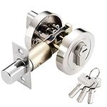 Single Cylinder Deadbolt Round Door Lock Front Door Locks Zinc Alloy Doors Locks with Keys for External Doors Security Deadbolt for Entrance Door Passage Door