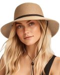 FURTALK Womens Wide Brim Sun Hat with Wind Lanyard UPF Summer Straw Sun Hats for Women