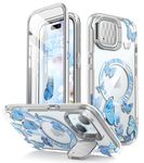 i-Blason for iPhone 15 Case/iPhone 14 Case/iPhone 13 Case [6.1''] with Camera Cover Stand [MagSafe Compatible] Slim Full-Body Protective Phone Case with Built-in Screen Protector (Bluefly)