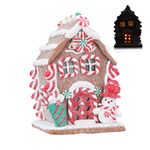 Gisela Graham Small LED Acrylic Light Up Gingerbread House Ornament, Tan, 13x9x10cm