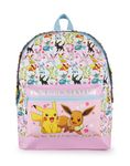 Pokemon Girls Pink Glitter School Backpack | Eevee Besties Design with Pikachu Pom Pom Keyring | Dream Bag for Endless Fun and School Days and Beyond