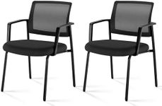 Sweetcrispy Mesh Back Stacking Arm Chairs 2 Pack, Upholstered Fabric Stacking Chairs, Sturdy Metal Stacking Chairs, Easy to Use and Store, Outdoor and Indoor, for Home, Office, Party, Comfy, Black