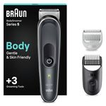 Braun Body Groomer 5, Manscape Tool for Men with SkinShield Technology, Sensitive Comb, Wet & Dry, 100% Waterproof, UK 2 Pin Plug, BG5350, Grey/White