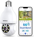 WESECUU Light Bulb Security Cameras Wireless Outdoor 5g WiFi, 2K 360 Camera Surveillance Exterieur Interieur, Lightbulb Security Camera Color Night Vision Motion Sensor 2 Way Talk Easy to Install