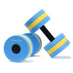 UNAOIWN Water Dumbbells Water Aerobics for Pool Fitness Exercise Lightweight Resistance Aquatic Dumbbell Pool Barbells for Swimming (Blue-Yellow-Blue)