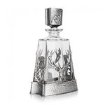 Stunning Pewter Stag & Scottish Thistle Glass Pyramid Crystal Whisky Decanter