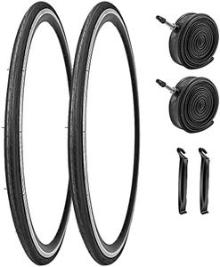 2 Pack 700x23C/25C/28C/35C/38C Bike Tires Plus Bike Inner Tubes Presta Valve 48mm or Schrader Valve 48mm Foldable Replacement Tires for Road Bicycle (700 X 23C 30TPI)